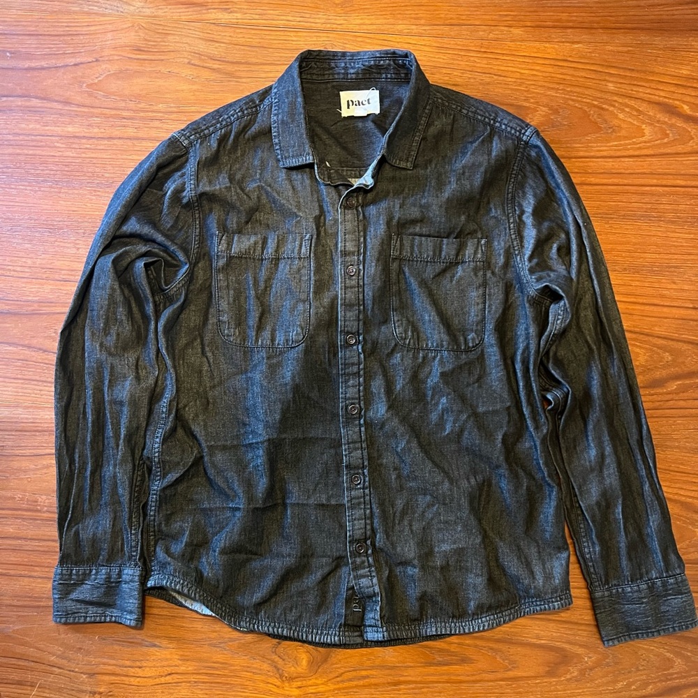 Pact Men's Black Chambray Shirt